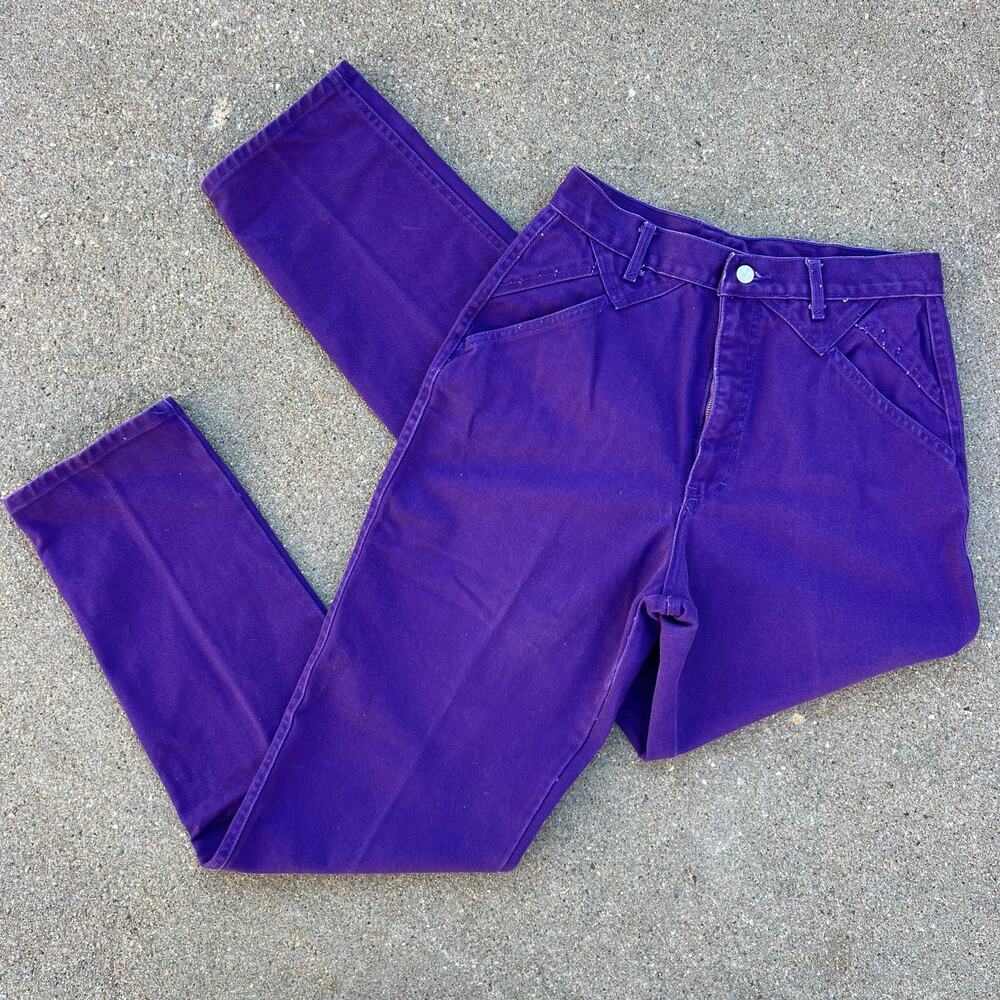 VTG 90s Roper Purple High Rise Wedgie Bareback Silver Concho Cowgirl Jeans 30x35